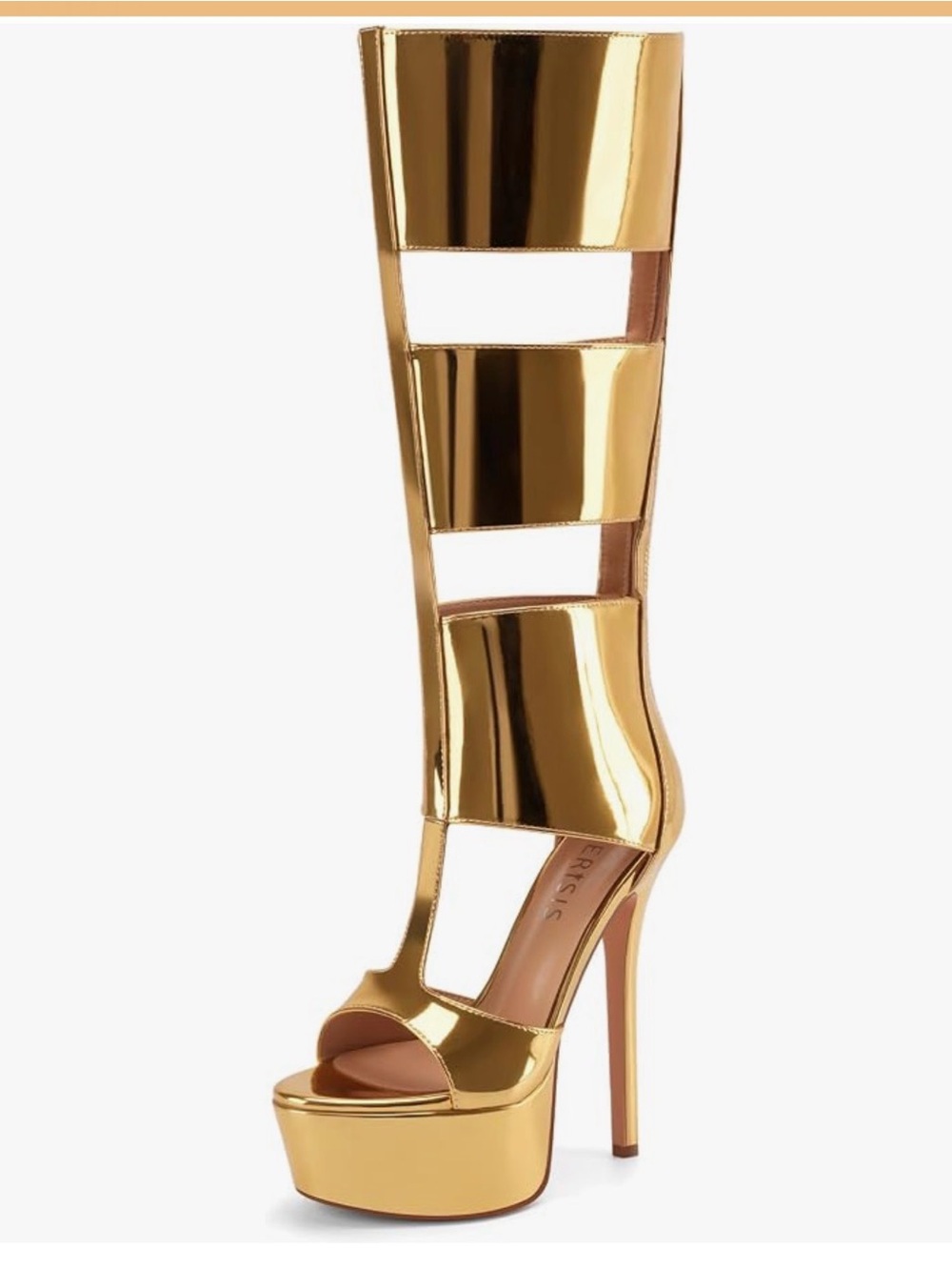 NWT Perisis gold gladiator sandals with stiletto heel * Size 10 * new in box